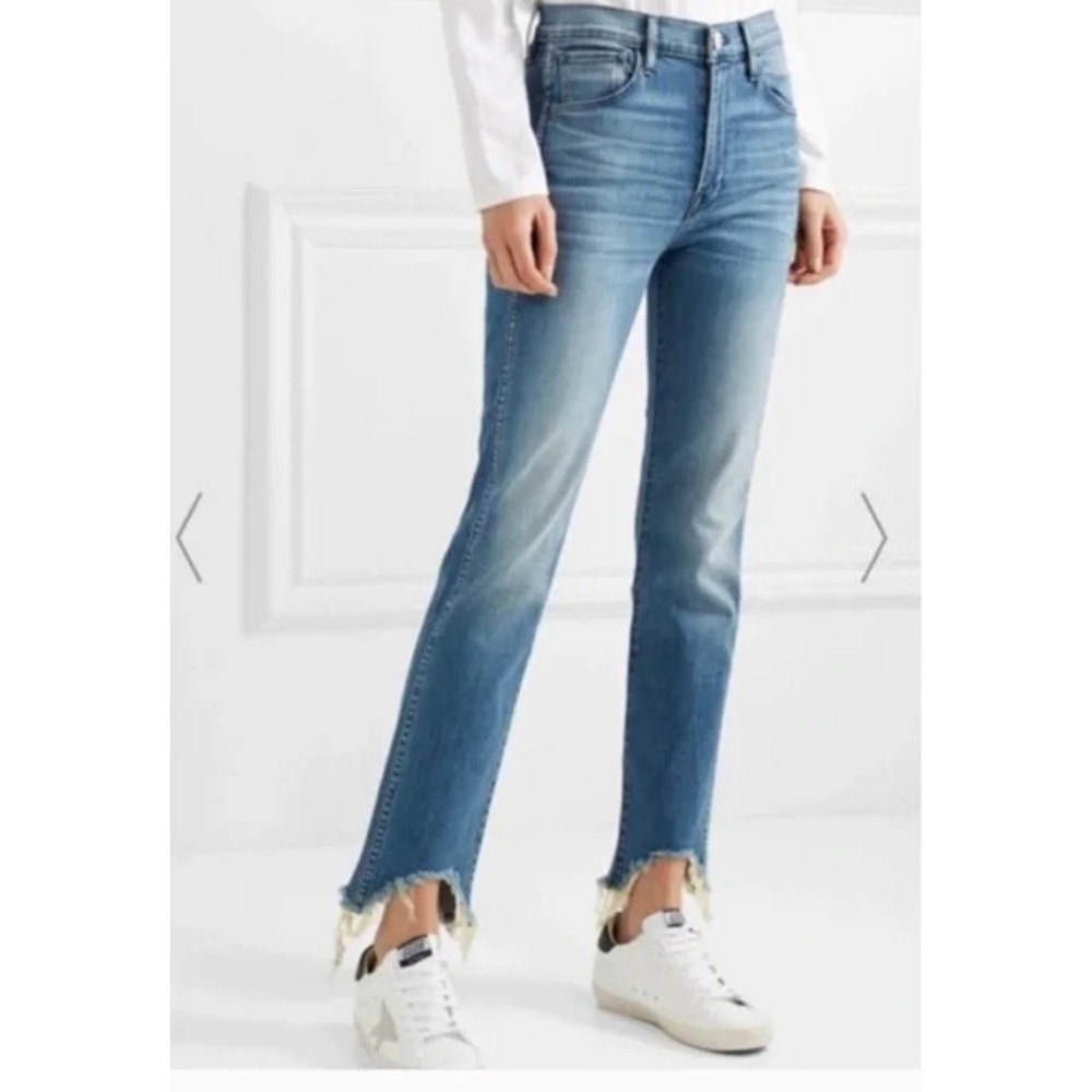 3x1 Jeans Womens 26 Blue Lewis High Rise Raw Shark Hem Denim